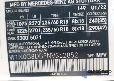 2022 Mercedes-Benz Glc 300 Suv z USA, uszkodzony, nr VIN W1N0G8DB5NV362852